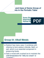 Properties and Uses of Some Group of Elements in The Periodic Table