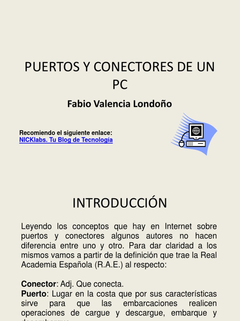 Puertos y Conectores de Un PC | PDF | USB | Electrónica 