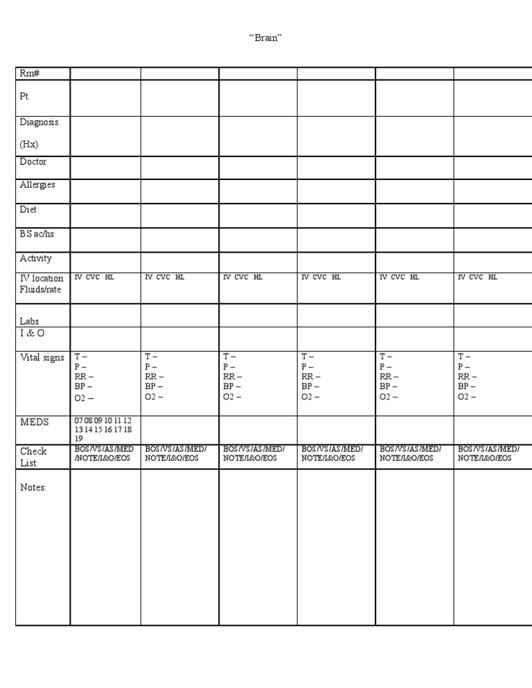 Nursing "Brains" Report Sheet 4 PDF