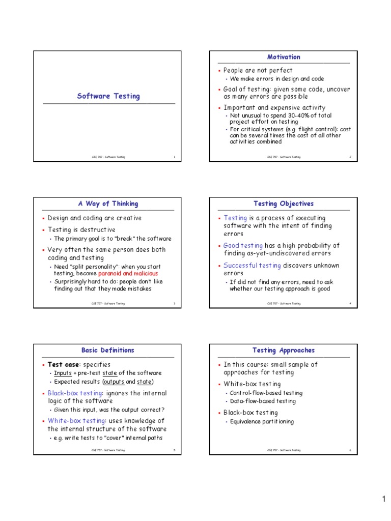 Software Testing at A Glance | PDF | Inheritance (Object Oriented ...