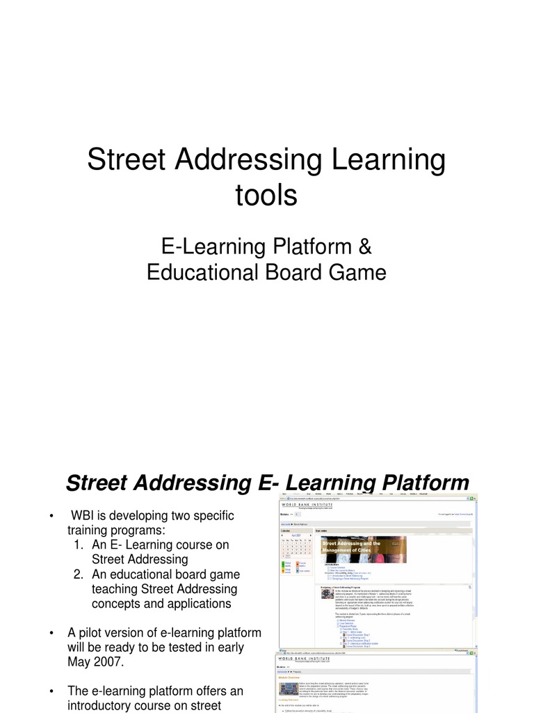 Street Addressing E-Learning & Game | PDF