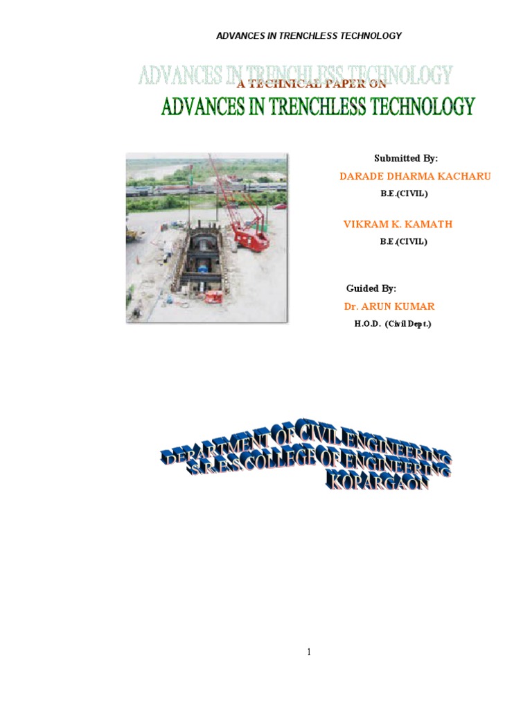 Trenchless Technology: Methods & Applications | PDF | Pipe (Fluid ...