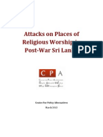 Attacks On Places of Religious Worship in Post-War Sri Lanka