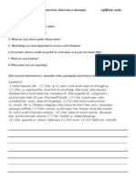 Job Interview Writing Exercise Worksheet