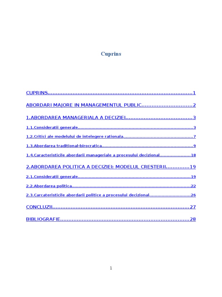 Modelul Managerial Traditional Versus Modelul Politic | PDF