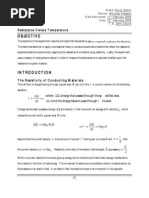 Download Resistance vs Temperature Experiment Lab Report  by Emily Gatlin SN12937010 doc pdf