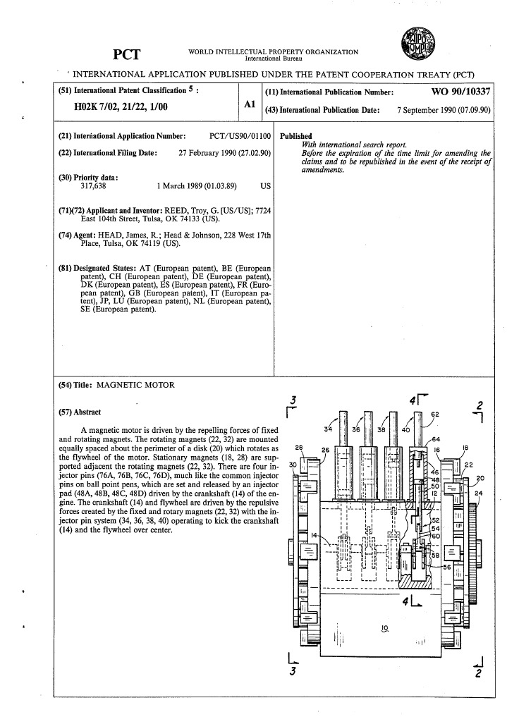 Free Energy Troy Reed Motor Full Patent From Wipo PDF
