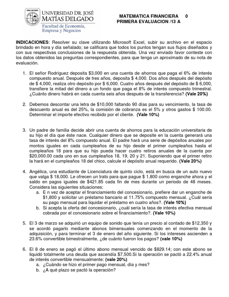 Ejercicios de Matemática Financiera | PDF | Euro | Dinero