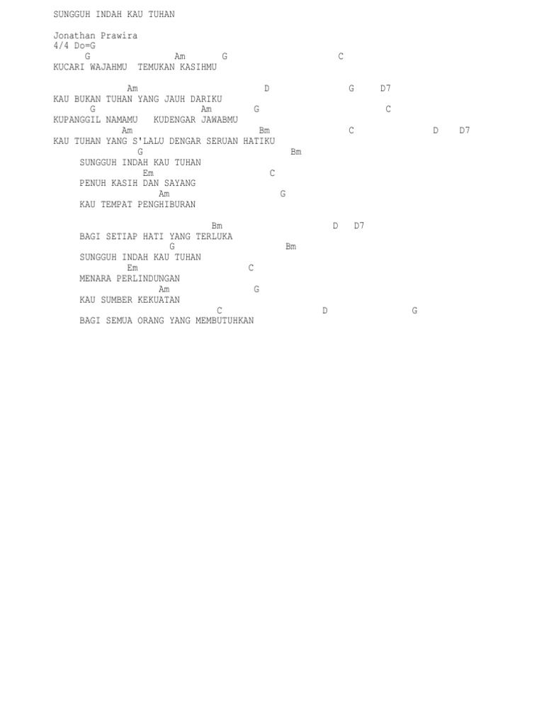 Sungguh Indah Kau Tuhan Chord PDF
