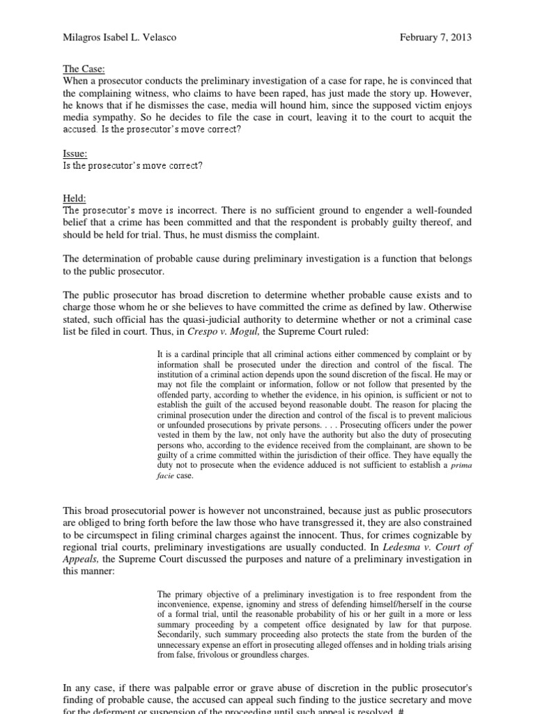 The Case | PDF | Prosecutor | Crime & Violence