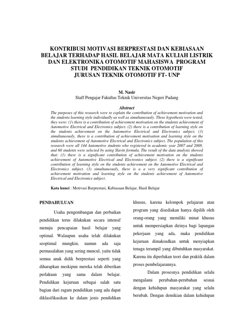 Jurnal Motivasi Berprestasi Terhadap Kebiasaan Belajar