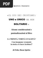 APOSTOLI  G. - Considerazioni sul libro di Felice Buon Spirito - La Trinità,Verità o Falsità