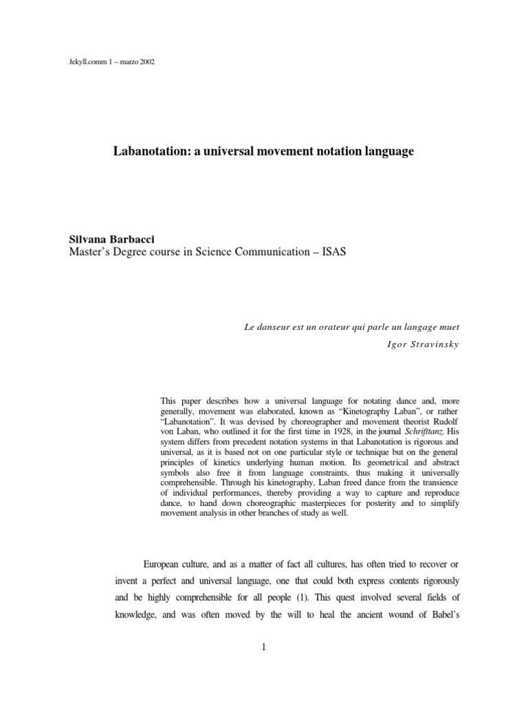Labanotation Movement Language | PDF | Dances | Musical Notation