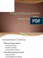 Project Management 6 Financing Investment Criteria Net Present Value Internal Rate Of Return