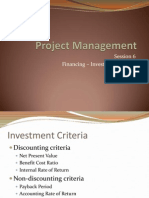 Project Management - 6 Financing - Investment Criteria