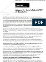 U.S., Canadian Producers See Japan's Potential TPP Entry Helping Their Sensitivities