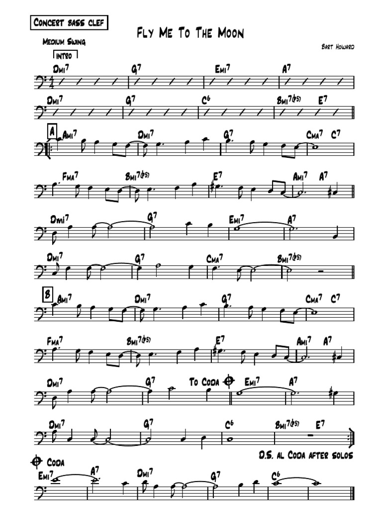 Fly Me To The Moon Concert Bass Clef Pdf