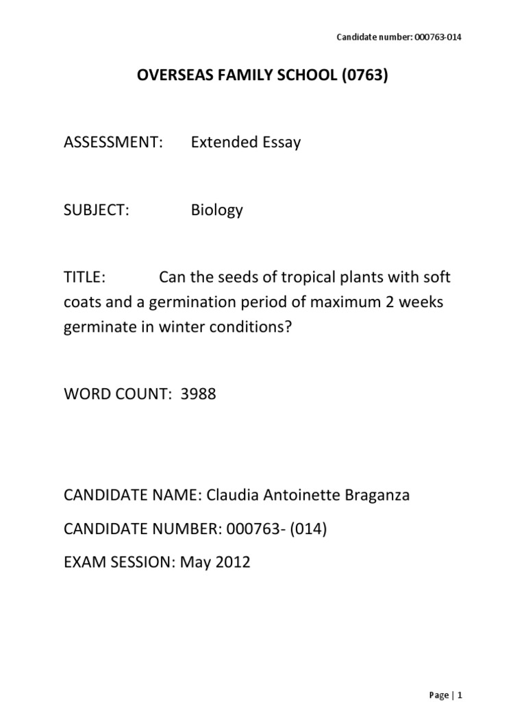 ib biology extended essay criteria