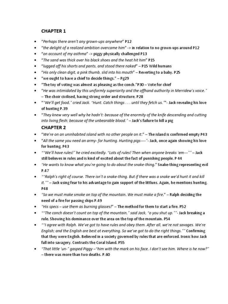 Lord of The Flies Quote Page | PDF