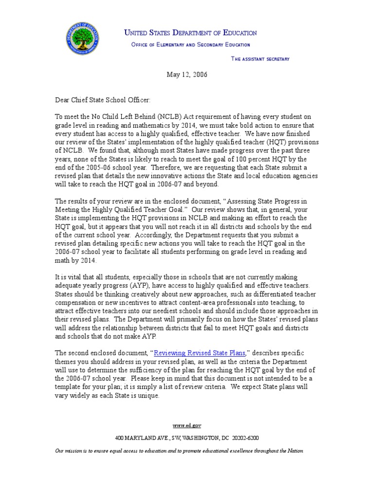 Revised Plans for Highly Qualified Teachers | PDF