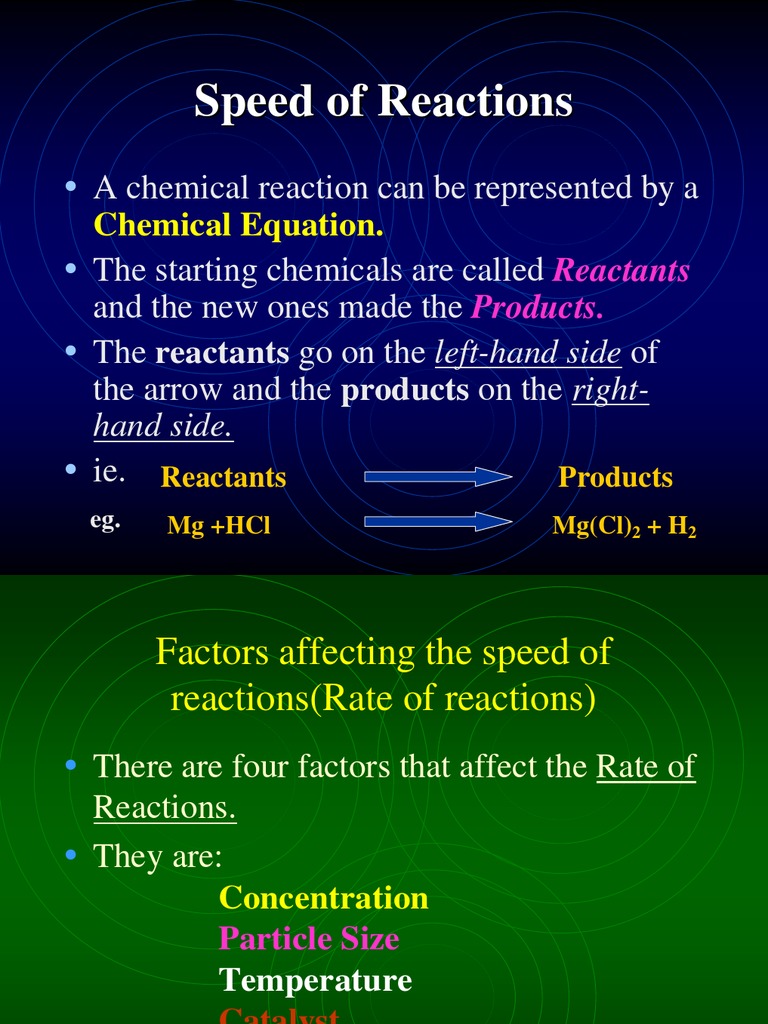 Speed of Reactions Reaction Rate Chemical Reactions