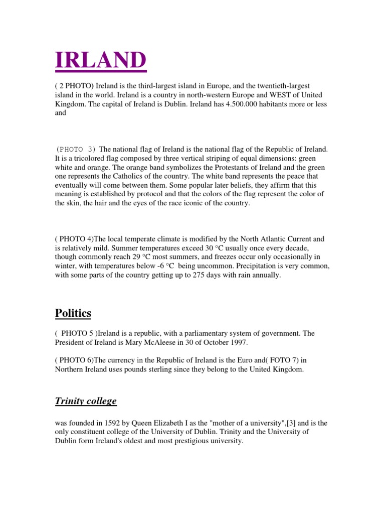 Overview of Ireland's Culture and Geography | PDF | Ireland | Dublin