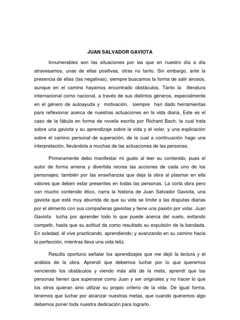 Juan Salvador Gaviota (Ensayo) Novelas Certeza