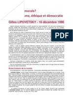 Mort de La Morale, Individualisme, Éthique Et Démocratie - Gilles LIPOVETSKY - 16 Décembre 1996
