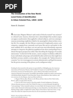 The Creolization of The New World. Local Forms of Identification in Urban Colonial Peru, 1560-1640 - Karen B. Graubart