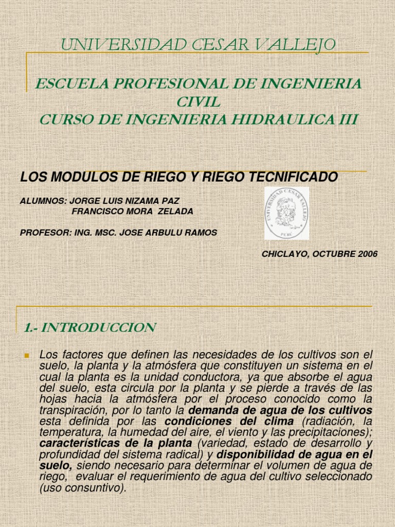 Modulos de Riego y Riego Tecnificado - Exposicion | PDF | Riego ...