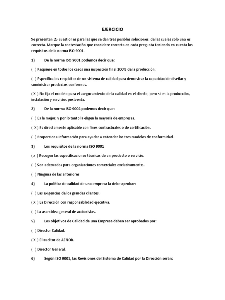 Ejercicios Iso 9001 | PDF | Calibración | Calidad (comercial)