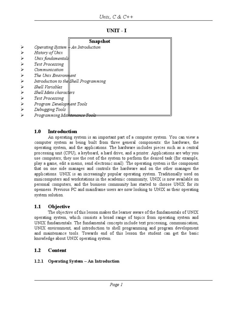 Unit - I | PDF | Command Line Interface | Operating System