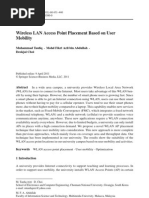 Wireless LAN Access Point Placement Based On User Mobility: Muhammad Taufiq Deokjai Choi