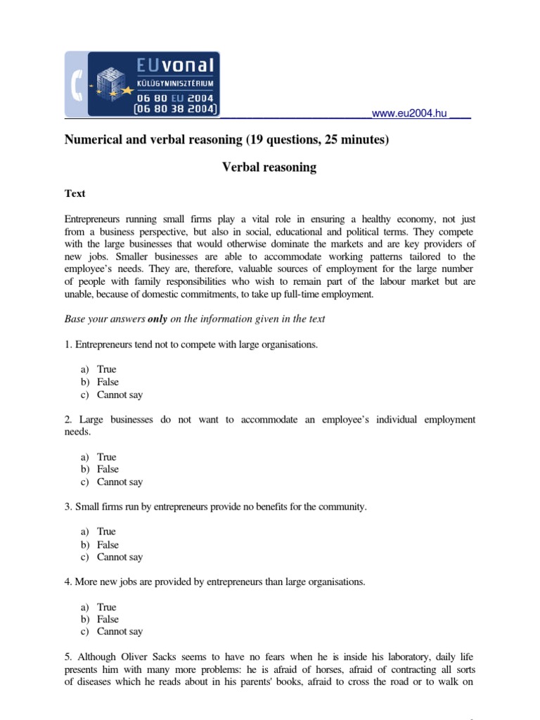 Numerical Reasoning | PDF