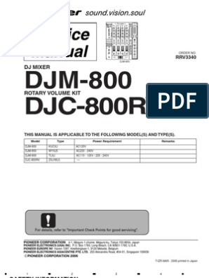 Pioneer Djm800 Mix Servive Manual Microphone Technology Engineering