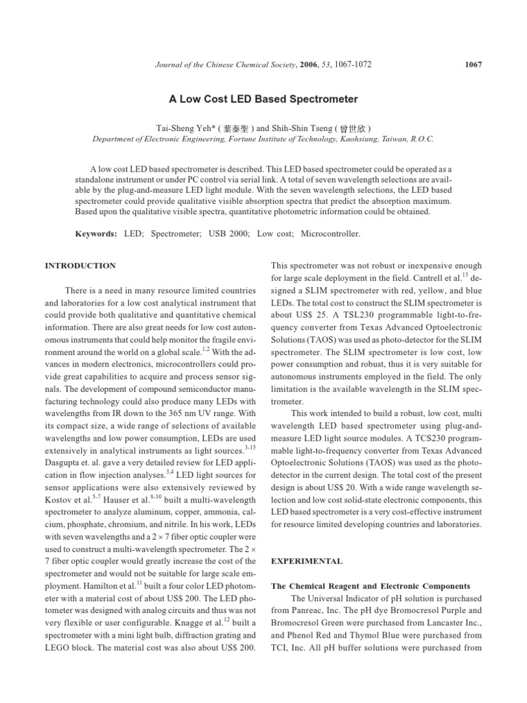 Low-Cost LED Spectrometer Design | PDF | Absorption Spectroscopy ...