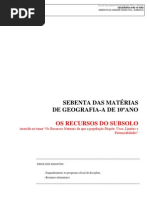 SEBENTA 10º ANO - unidade 3 - RECURSOS DO SUBSOLO
