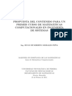 Propuesta Del Contenido para Un Primer Curso de Matemáticas Computacionales en Ingeniería de Sistemas