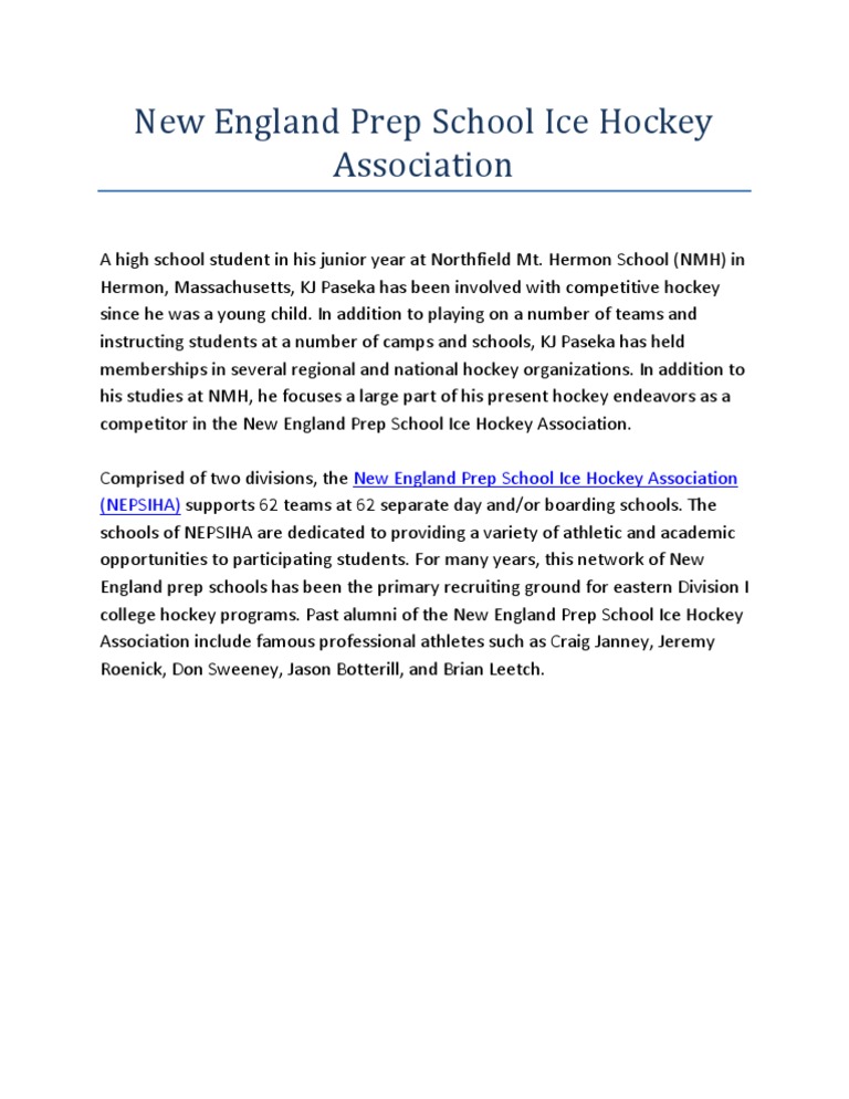 New England Prep School Ice Hockey Association PDF