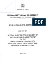 Parliamentary Accounts Committee (PAC) Report on Passports - Anglo Leasing
