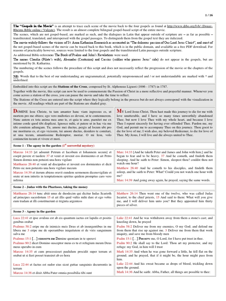 Passion of the Christ Script Latin English Gospels Pontius Pilate