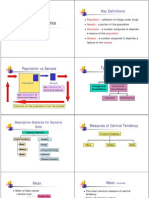 Key definitions and measures of central tendency and variation