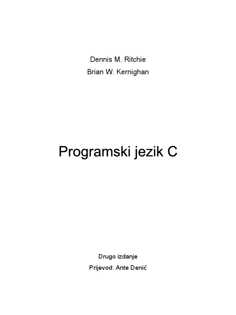 Dennis M. Ritchie - Programski Jezik C | PDF