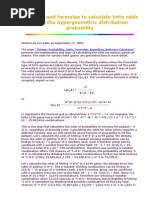 Software and Formulae to Calculate Lotto Odds Using the Hypergeometric Distribution Probability