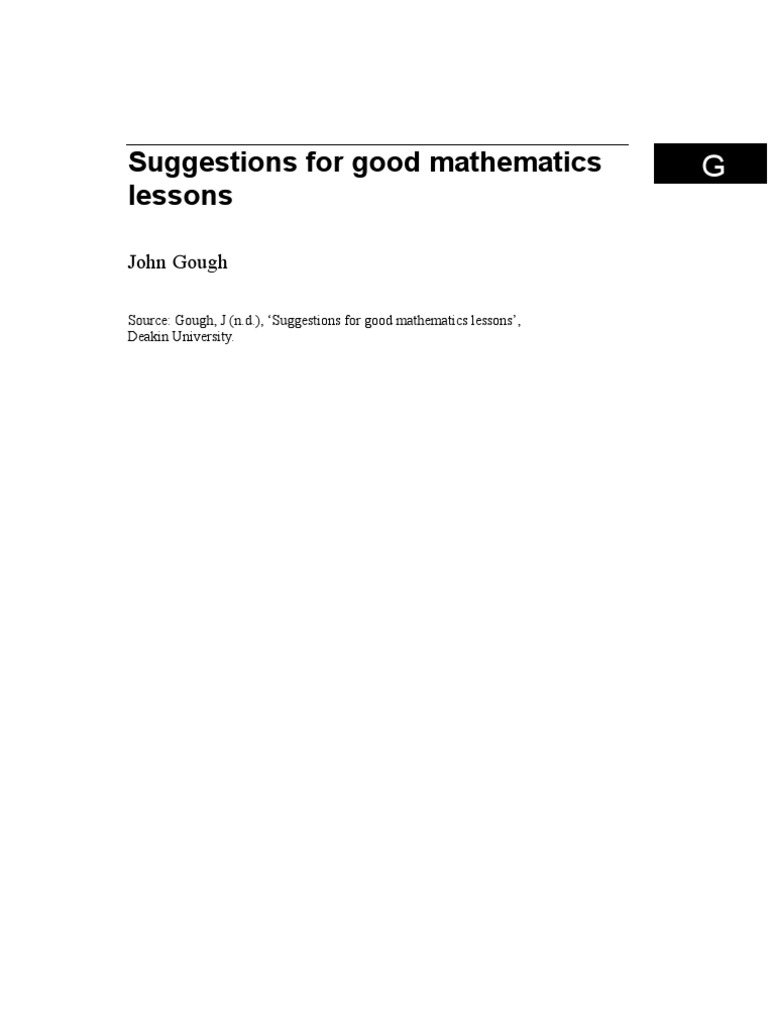 Effective Strategies for Math Lessons | PDF