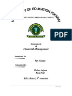 Financial Management: Talha Anjum Roll # 02 BBA (Hons.) 5 Semester