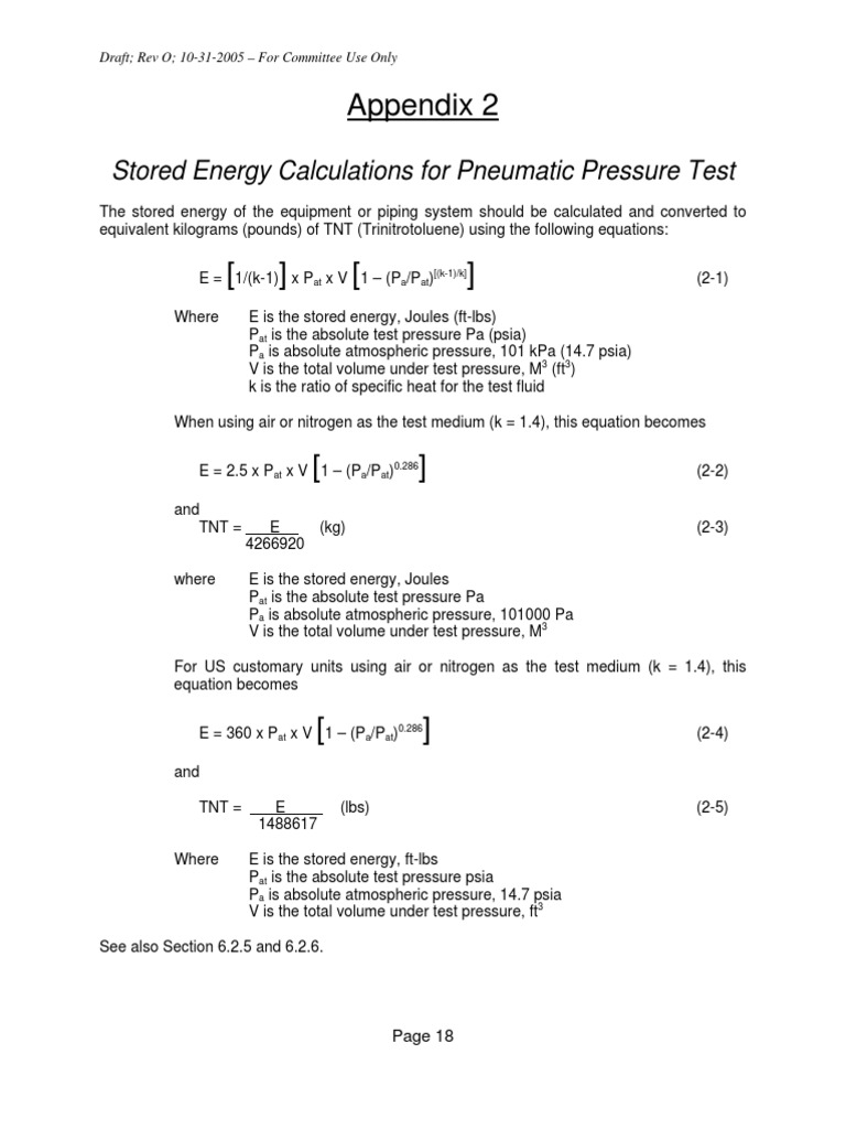 Pneumatic Test Calculation Pdf Pascal Unit Risk