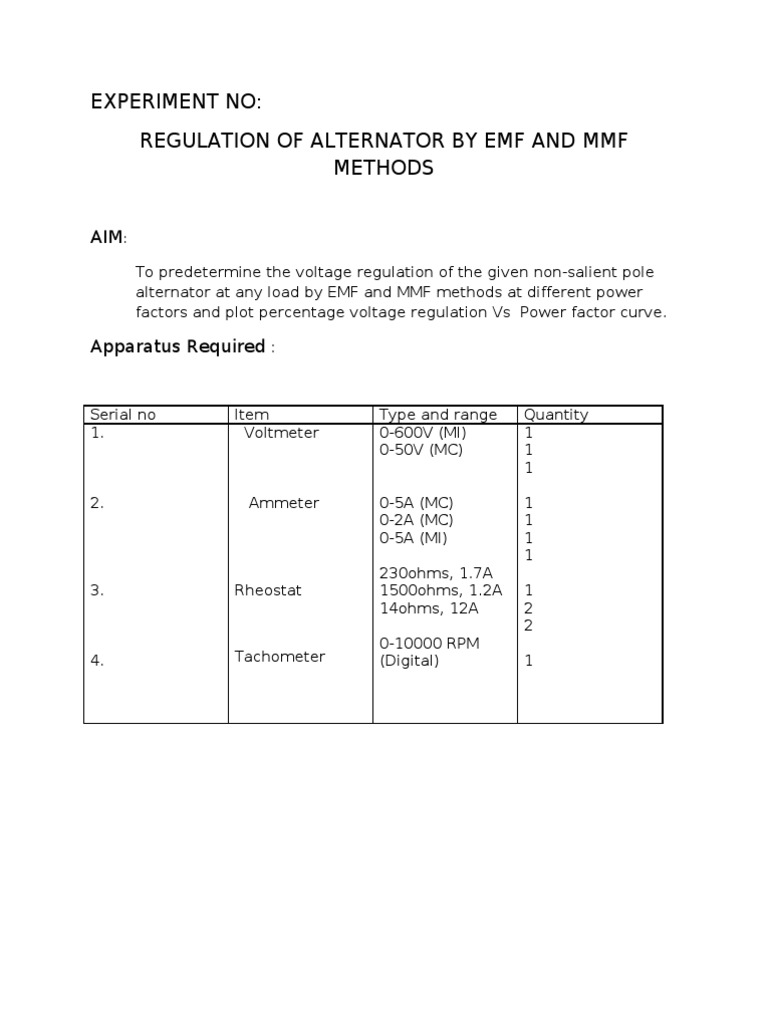 Alternator Regulation Volt Voltage
