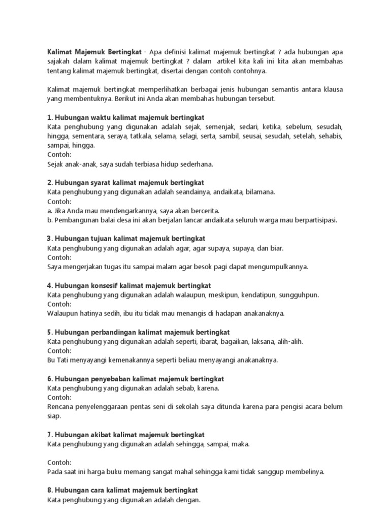Kalimat Majemuk Bertingkat Pdf