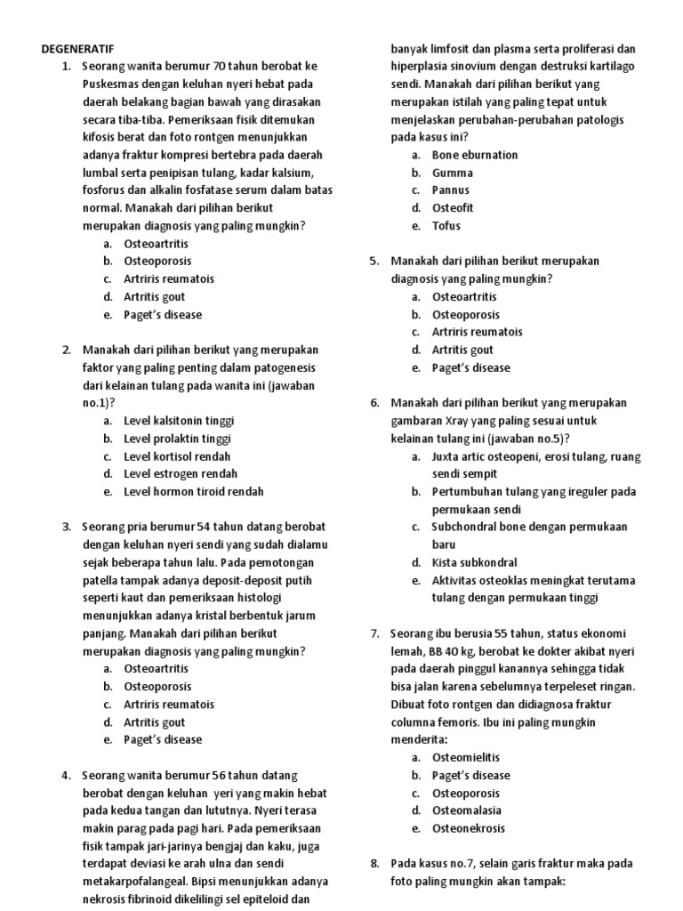 Soal Penyakit Degeneratif